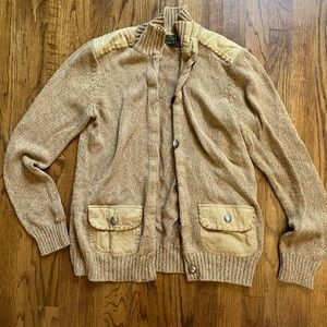 Lauren Ralph Lauren Western Stitched Cardigan Brown/ Carmel Color Size: XL